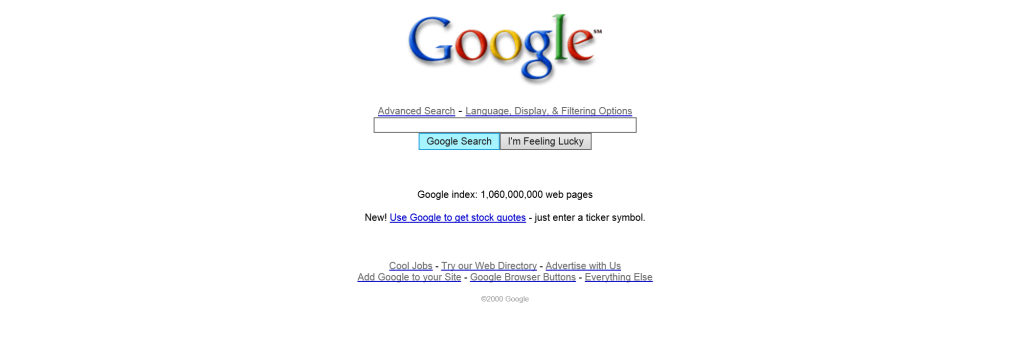 Google.com looked like in 2000