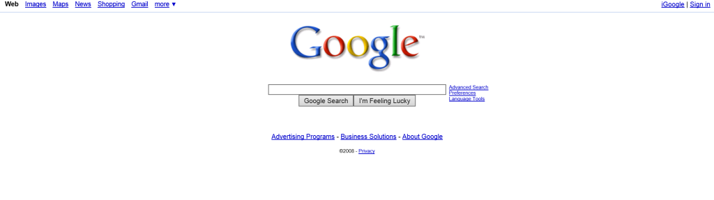 Google.com looked like in 2008