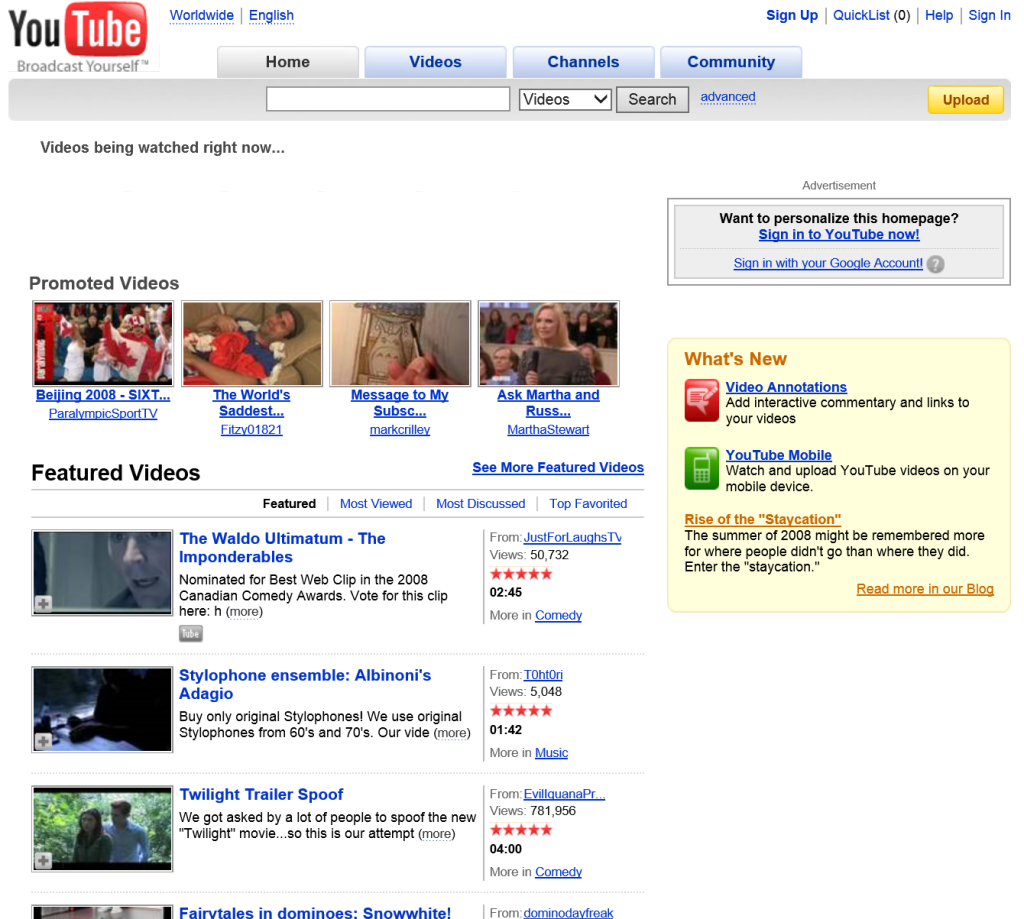 YouTube.com 2008