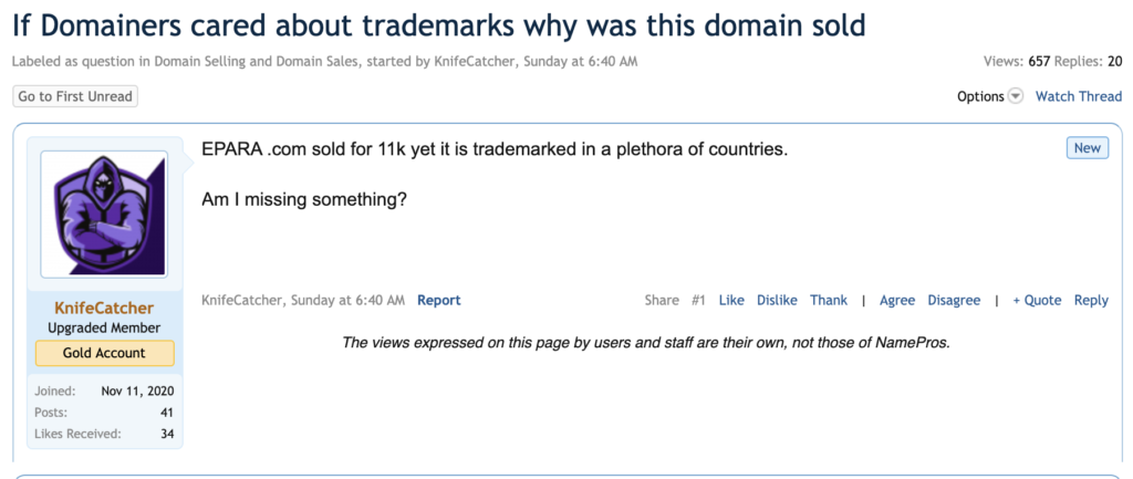 Domain Name Trade Mark Law